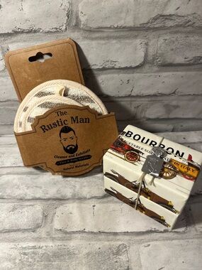 The Rustic Man Natural Exfoliating Face & Body Scrubs  with 2 bars Bourbon soaps